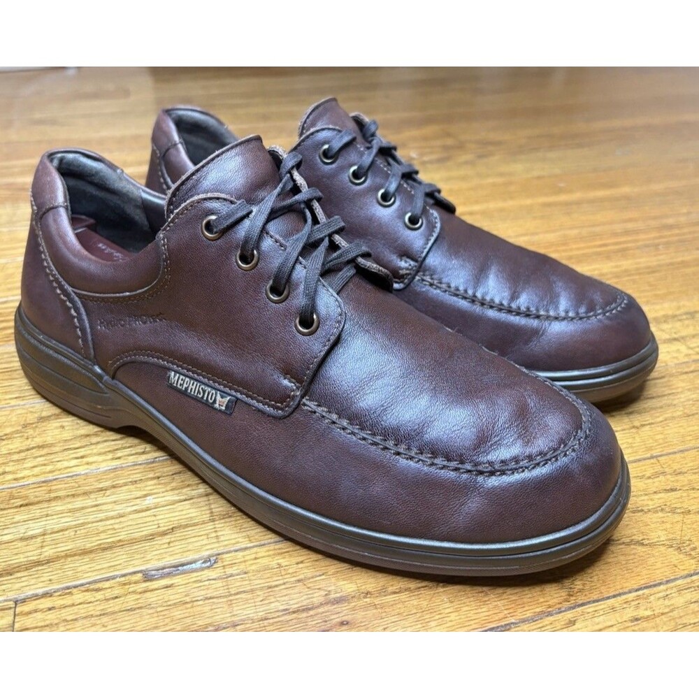 Mephisto Douk Men Size 8.5 Brown Leather Moc Toe Derby Oxfords Hydro Protect